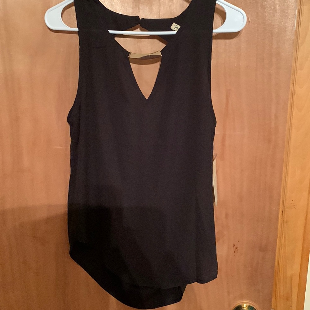 Brand new with tags black tank top with gold accent bar